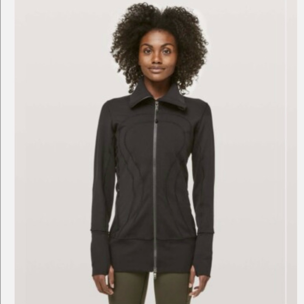 Lululemon In Stride Jacket Black Full Zip Activewear Running Thumbhole Luon 10